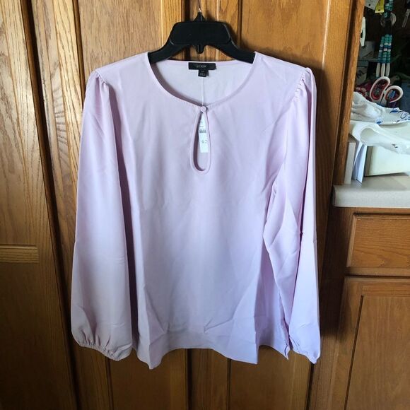 NWT J Crew Crepe Long Sleeve Blouse Satin Back Lavender - S Tall - Picture 1 of 9